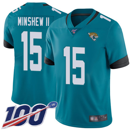 Jacksonville Jaguars #15 Gardner Minshew II Teal Green Alternate Youth Stitched NFL 100th Season Vapor Limited Jersey->youth nfl jersey->Youth Jersey